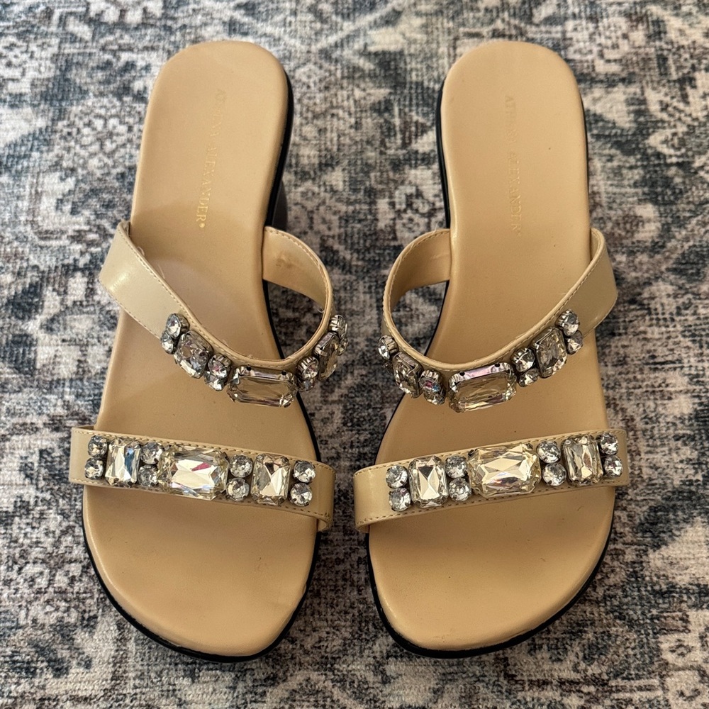 Athena Alexander Beige Embellished Women's Sandals